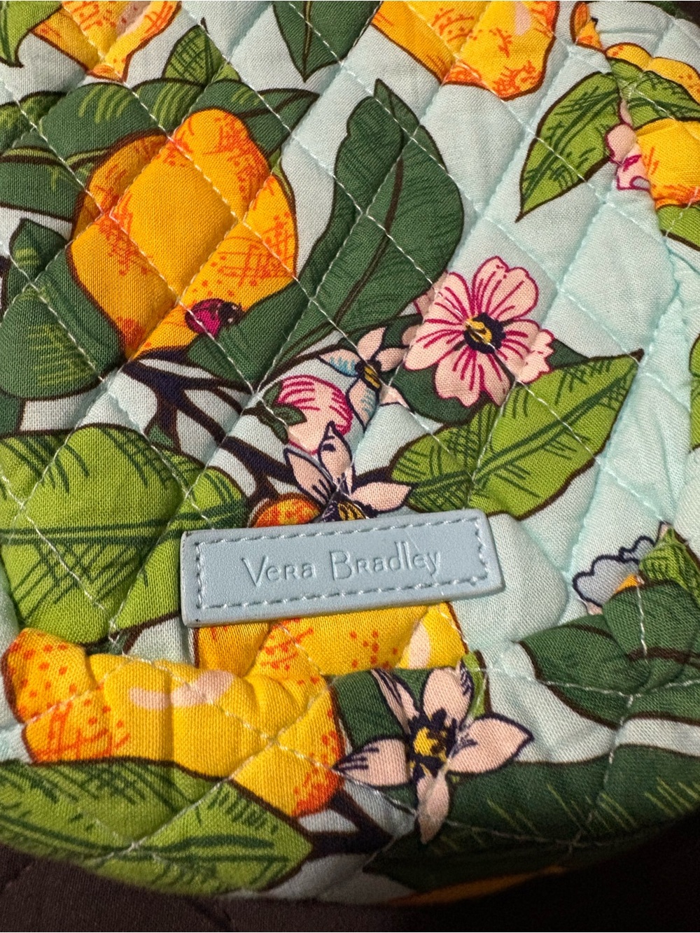 Vera Bradley Lemon Print Quilted Crossbody Sling in Light Blue and Yellow - Picture 3 of 9
